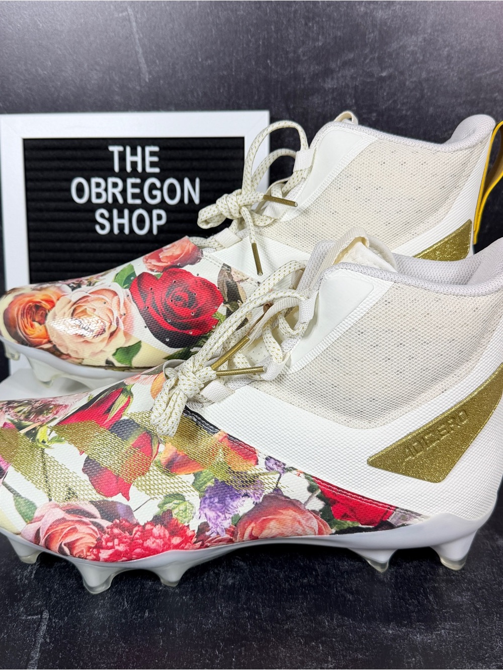 ADIZERO CHAOS SPEED CORONATION OFF WHITE MENS FOOTBALL CLEATS SIZE 13 CREAM NEW